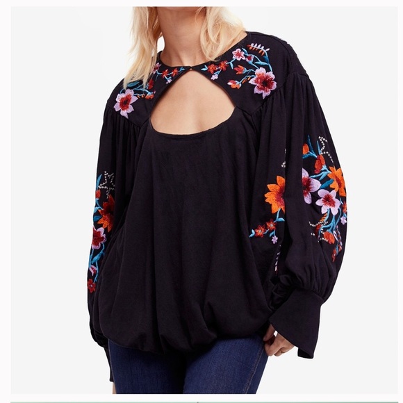 NWT Free People Black Lita Open Front and Back Top - Picture 3 of 8